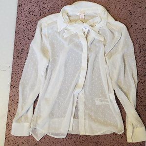 Never Worn Sheer White Joe Fresh Top with a Hint of Sparkle